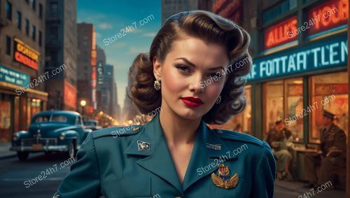 Iconic 1940s Pin-Up Military Beauty