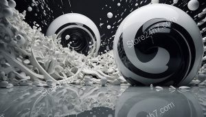 Swirling Monochrome Abstract Liquid Forms