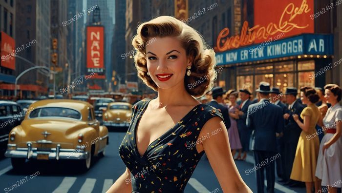 Times Square Flair: Vintage Pin-Up Scene