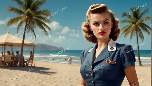 Seaside Salute in Navy Pin-Up Style