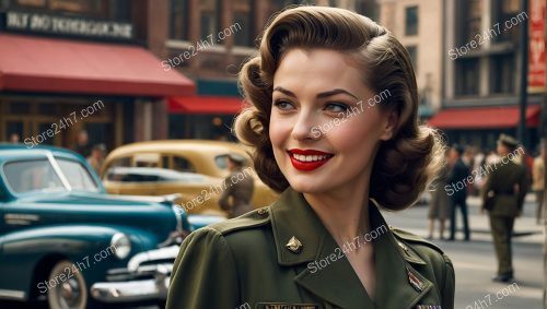 Nostalgic Military Elegance Pin-Up