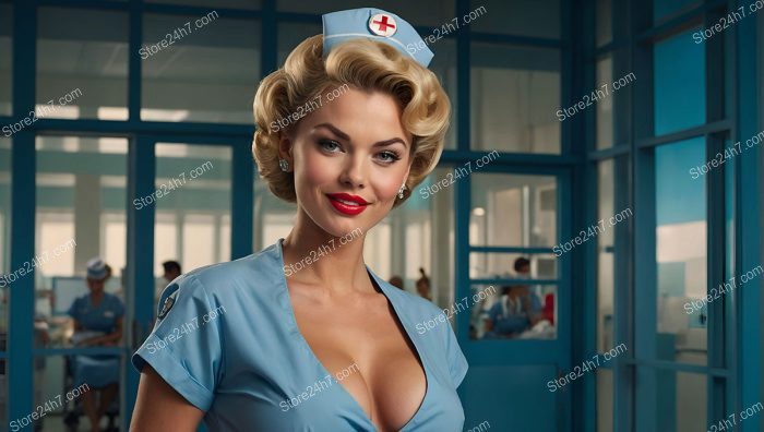 50s Blue Uniform Pin-Up Nurse