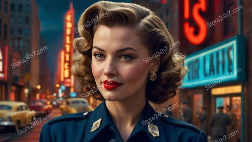 Classic Blue Uniform in Timeless Pin-Up Style