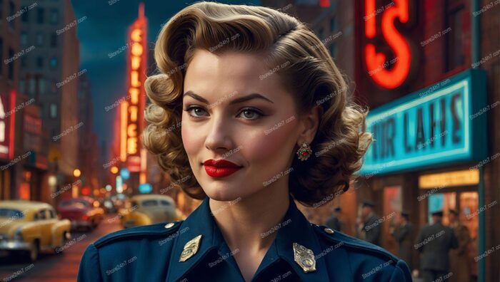 Classic Blue Uniform in Timeless Pin-Up Style