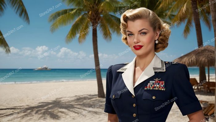 Nautical Elegance: Navy Pin-Up Officer's Charm