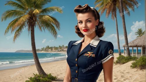 Tropical Elegance: Vintage Military Pin-Up Style