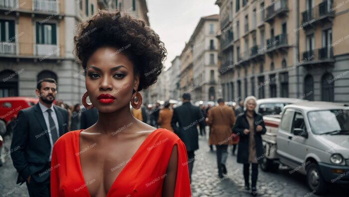 Radiant Elegance in Red Downtown