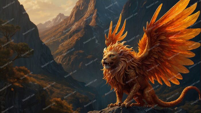 Sunset Manticore on Mountain Peak