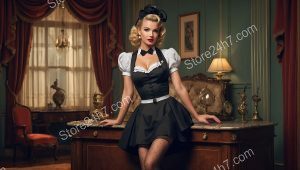 Retro Pin-Up Maid Cosplay Party Flair