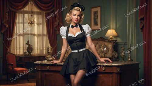 Retro Pin-Up Maid Cosplay Party Flair