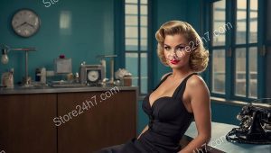 Retro Fifties Pin-Up Office Scene