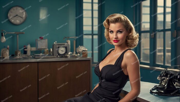 Retro Fifties Pin-Up Office Scene