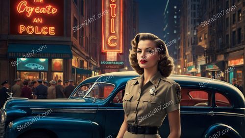 Classic Sheriff Pin-Up in Vintage Cityscape