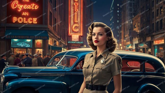 Classic Sheriff Pin-Up in Vintage Cityscape