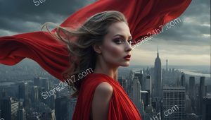 Empowerment Above City in Red