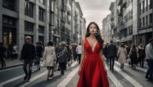 Radiant Confidence in Red Dress
