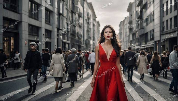 Radiant Confidence in Red Dress