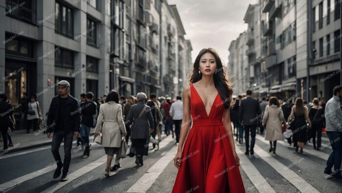 Radiant Confidence in Red Dress