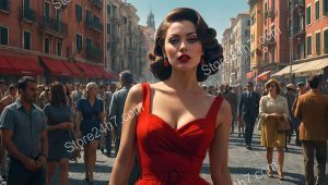 Vintage Chic in Bold Red Dress