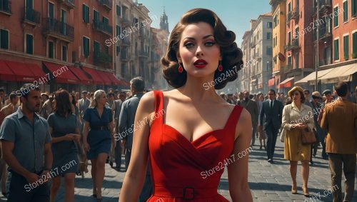 Vintage Chic in Bold Red Dress