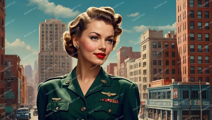 Urban Allure: Classic Army Pin-Up Elegance