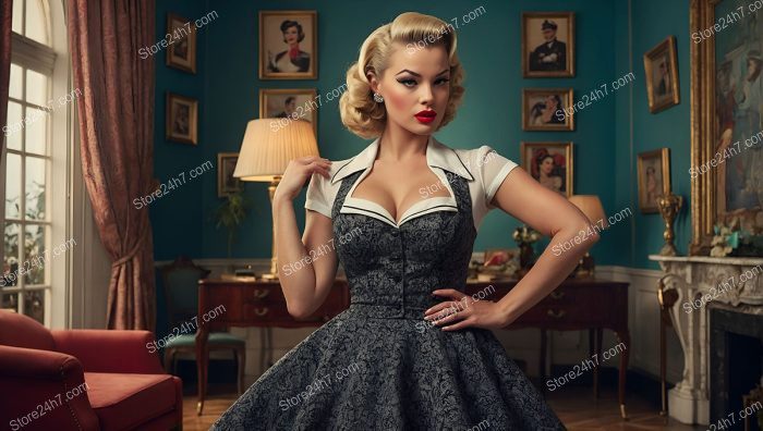 Vintage Pin-Up Maid Cosplay Classic Elegance