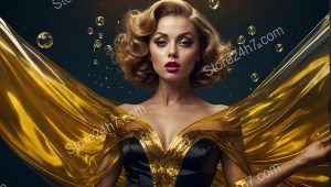 Elegant Vintage Golden Dress Portrait