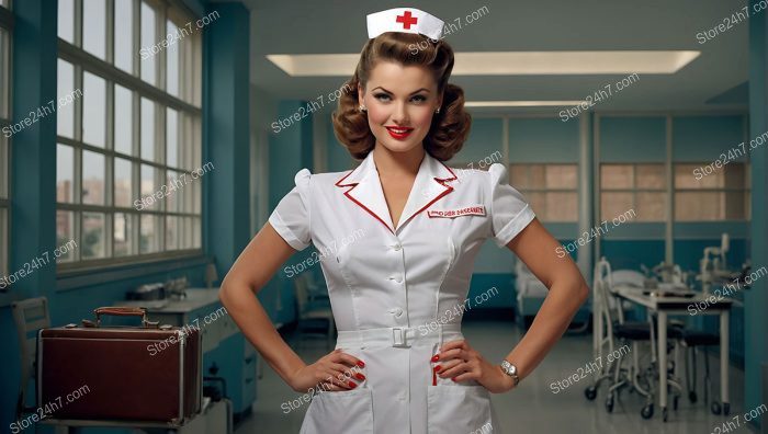 Classic 40s Pin-Up Nurse Elegance