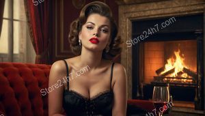 Vintage Pin-Up Fireplace Elegance