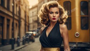Vintage Glamour in Golden Urban Setting