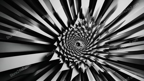 Spiraling Abyss Monochrome Abstract Art