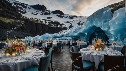 Outdoor Banquet in a Majestic Ice Cave Setting