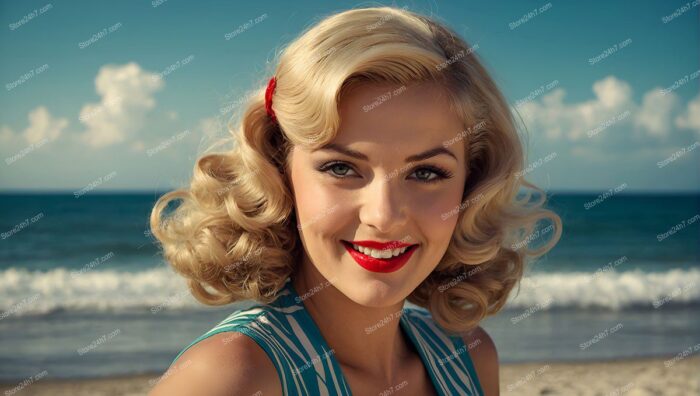 Striped Vintage Pin-Up Seaside Smile