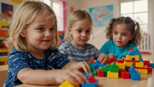 Children Playing Blocks Daycare Activity