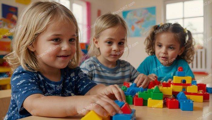 Children Playing Blocks Daycare Activity