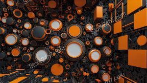 Orange Geometric Abyss of Circles
