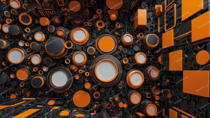 Orange Geometric Abyss of Circles