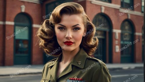 Classic Beauty in Army Pin-Up