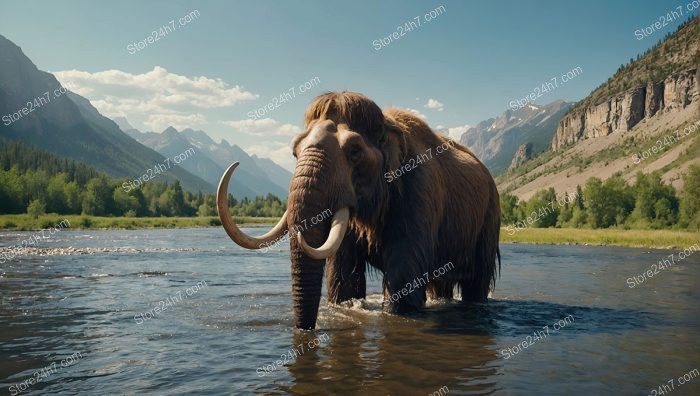Mammoth Wading through Ancient River
