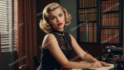 Classic Pin-Up Secretary with Vintage Charm