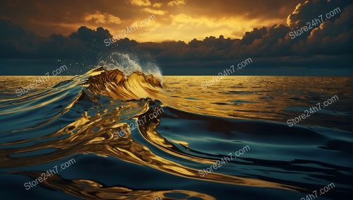 Surreal Golden Ocean Wave Serenity