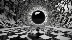 Orbital Chessboard Vortex Monochrome Illusion