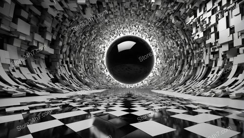 Orbital Chessboard Vortex Monochrome Illusion