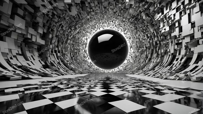 Orbital Chessboard Vortex Monochrome Illusion