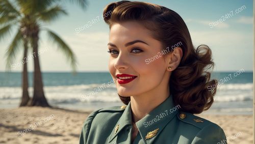 Vintage Army Pin-Up in Military Uniform
