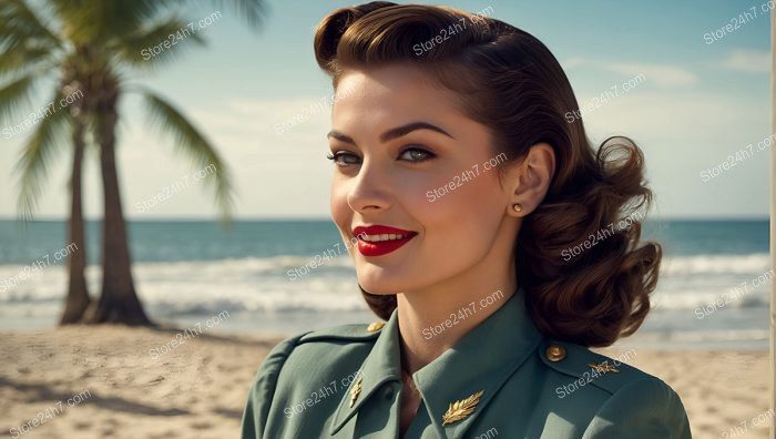 Vintage Army Pin-Up in Military Uniform