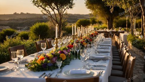 Rustic Countryside Sunset Dining Scene