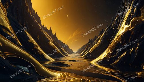 Ethereal Golden Mountain Pass