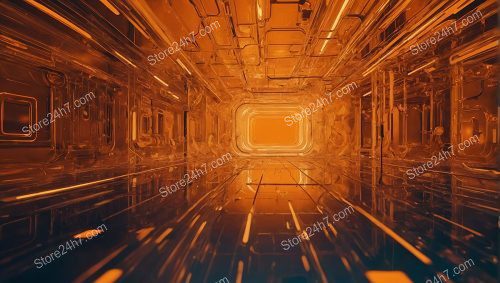 Golden Futuristic Sci-Fi Tunnel