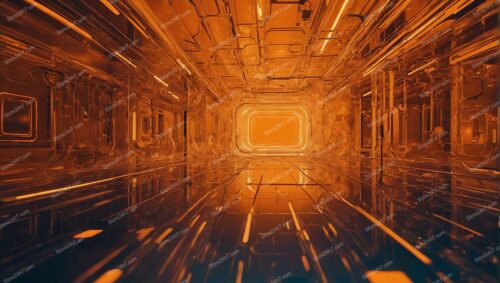 Golden Futuristic Sci-Fi Tunnel